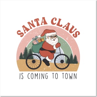 Santa Clause Is Coming to Town - On His Bike! Posters and Art